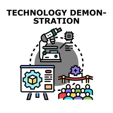 Technology demonstration presenting scientific innovation concept Stock Illustration