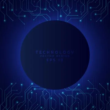 Technology design banner line digital light flow style color blue Stock Illustration