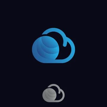 Technology design cloud icon with color blue isolated on the dark background Stock Illustration