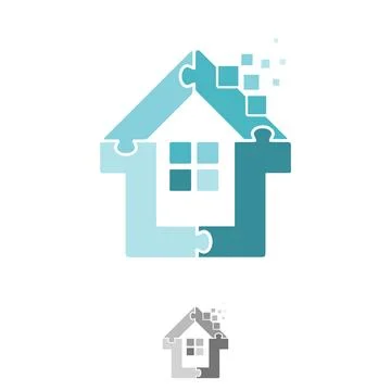 Technology design home puzzle vector icon symbol Stock Illustration