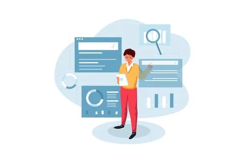 The Technology Developer Optimizing The Search Engine Illustrazione stock