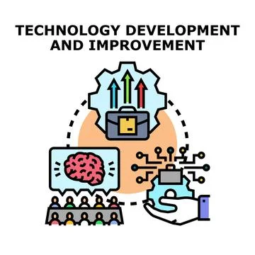 Technology development and innovation concept illustrating progress Stock Illustration