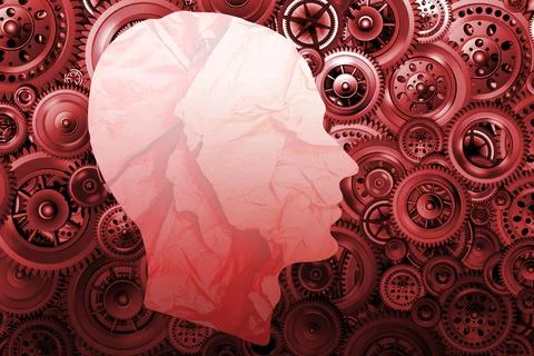 Technology development and training concept. Silhouette of a man's head Stock Illustration