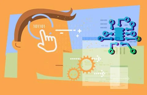 Technology Development - Artificial Intelligence Impact - Abstract Stock Il.. Stock Illustration