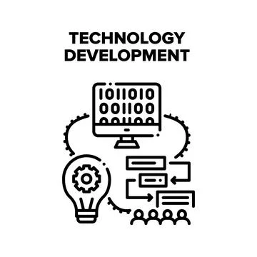 Technology Development Vector Black Illustration Illustrazione stock