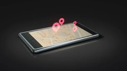 Technology device with abstract map screen. navigator 스톡 동영상 81963625