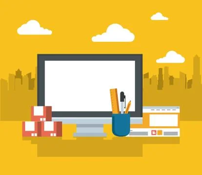 Technology device eletronic modern gadget cartoon Illustrazione stock