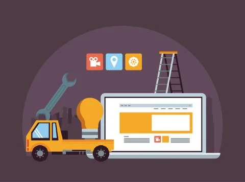 Technology device laptop maintenance cartoon Stock Illustration