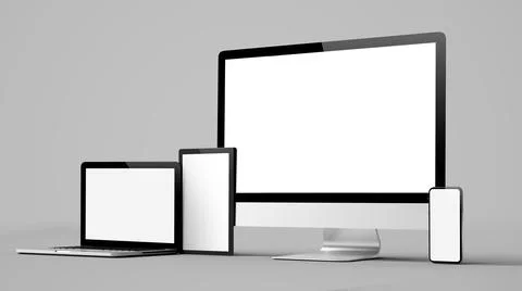 Technology devices collection mockup Stock Illustration