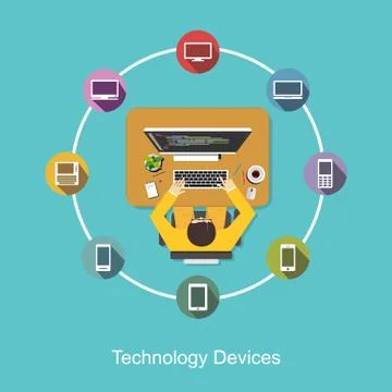 Technology devices communication. Stock Illustration