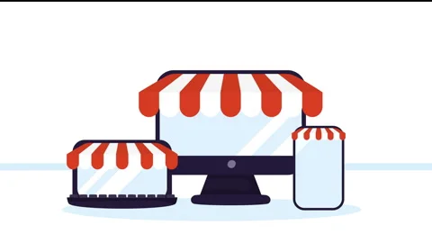 Technology devices with parasol animation Stock Footage 247489780