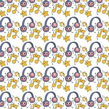 Technology devices pattern kawaii characters イラスト素材