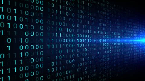 Technology digital abstract art with binary code streaming in teal against .. イラスト素材