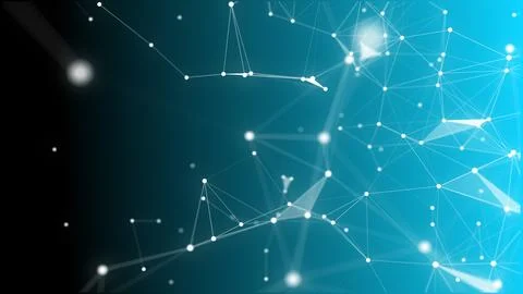 Technology digital abstract background. 3d Network particles and plexus wave. Ai Stock Illustration