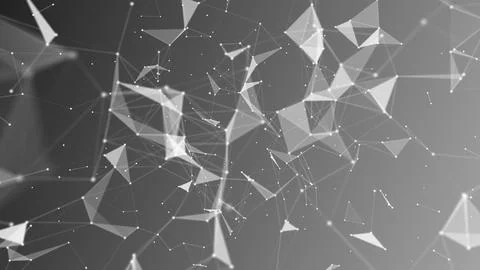 Technology digital abstract background. 3d Network particles and plexus wave. Ai Stock Illustration