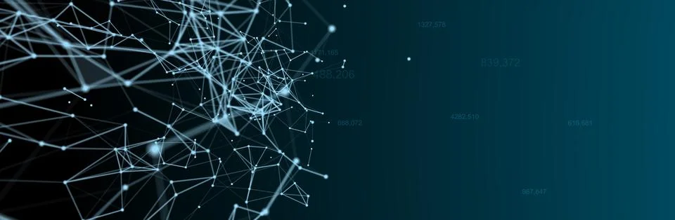 Technology digital abstract background. 3d Network particles and plexus wave. Ai Stock Illustration