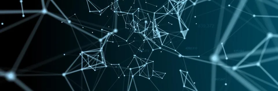 Technology digital abstract background. 3d Network particles and plexus wave. Ai Stock Illustration