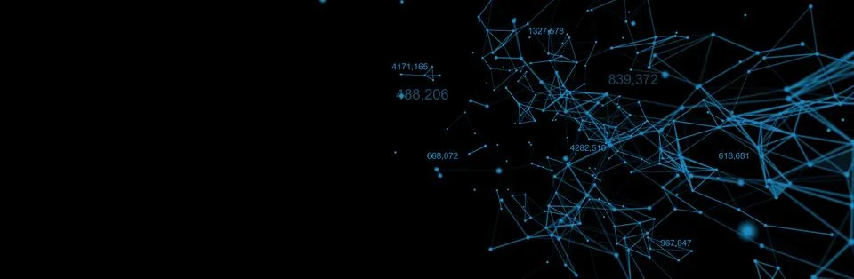 Technology digital abstract background. 3d Network particles and plexus wave. Ai Stock Illustration