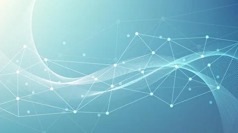 Technology digital abstract futuristic background with flowing blue lines a.. Stock Illustration