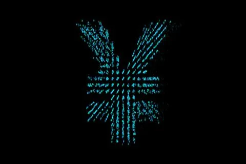 Technology digital array RMB symbol, data transmission and storage Stock Illustration