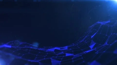 Technology digital blue low poly line landscape and particle floating Vidéo 333984262