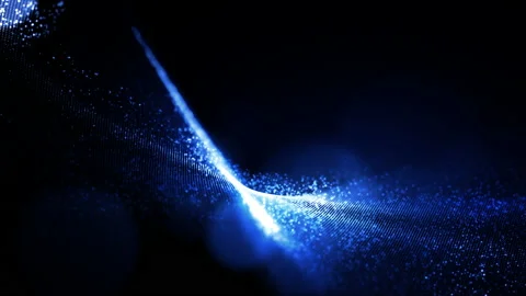Technology Digital Blue Particles Flowing Defocused Abstract Background Stock Footage 217653634