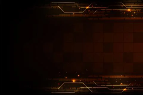 Technology in digital concept on a dark orange background. Stock Illustration