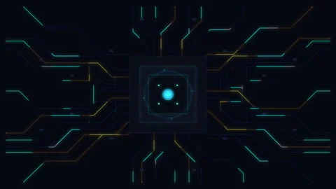 Technology digital cpu motherboard data circuit processor network cyber Stock Footage 347214320