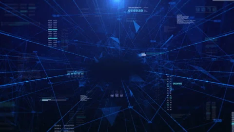 Technology digital cyber space tunnel network connection 4K loop motion Stock Footage 255661372