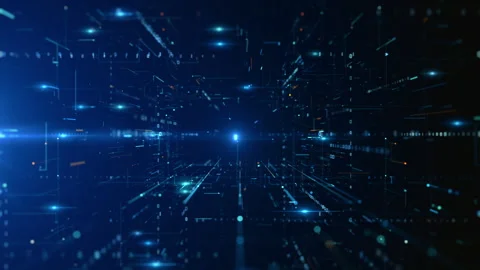Technology digital cyberspace, and Digital data network, Features backgroun. Video stock 264221135