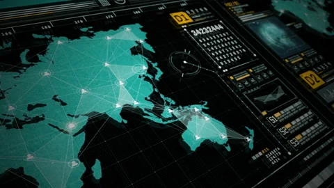 Technology Digital Cyberspace and Global Network Connection Tracking GPS Stock Footage 221989152
