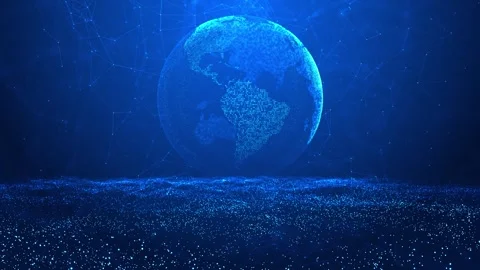 Technology digital cyberspace, Cyber digital technology abstract globe HUD Stock Footage 313653586