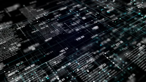 Technology Digital Cyberspace with Particles and Digital Data Network Connect Stock Footage 217621157