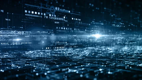 Technology Digital Cyberspace with Particles and Digital Data Network Connect Stock Footage 217623507
