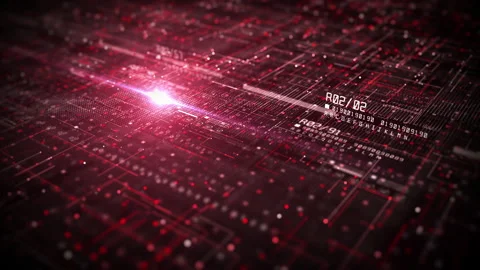 Technology Digital Cyberspace with Particles and Digital Data Stock Footage 221989718