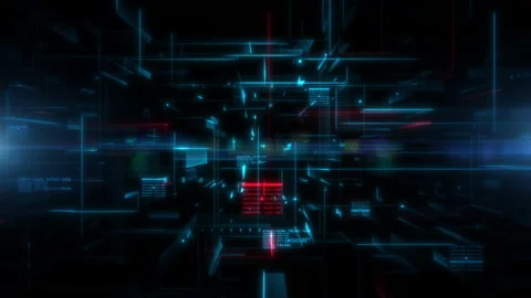 Technology Digital Cyberspace with Particles and Digital Data Network Stock Footage 234258270