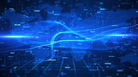 Technology Digital Cyberspace with Particles and Digital Data Network Conne. Stock Footage 237363651