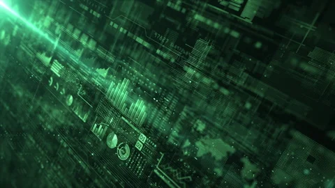 Technology Digital Cyberspace with Particles and Digital Data Network Video stock 246676738