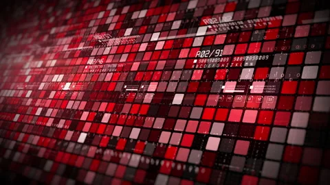 Technology Digital Cyberspace with Particles, Geometric Shapes Stock Footage 221989555