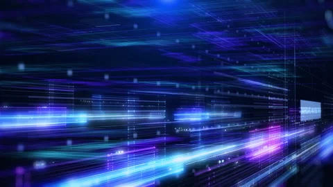 Technology digital data network connection horizontal fly through 4K motion Stock Footage 262464937