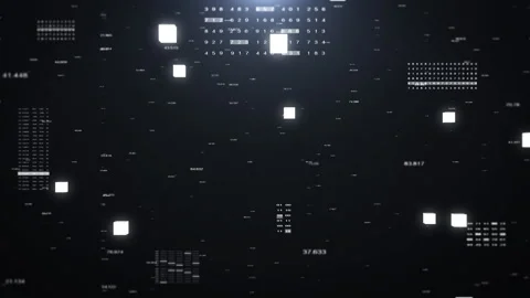 Technology digital decimal random code with data transferring fly through Stock Footage 312820176