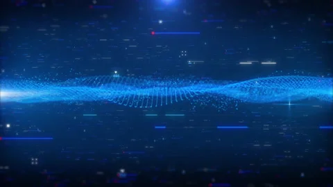 Technology digital defocused grid pattern wave moving 4K motion Stock Footage 237176446