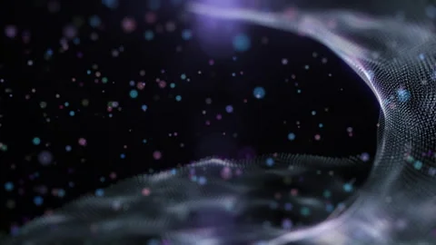 Technology digital dynamic wave particle structure flowing 4K loop motion Video stock 304260899