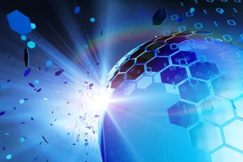 Technology digital earth and data transmission, security protection Stockillustratie