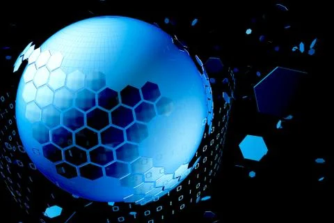 Technology digital earth and data transmission, security protection Illustrazione stock