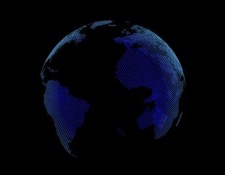 Technology digital earth, global big data transmission and network link Illustrazione stock