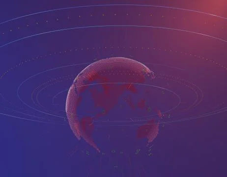 Technology digital earth, global big data transmission and network link Stock Illustration