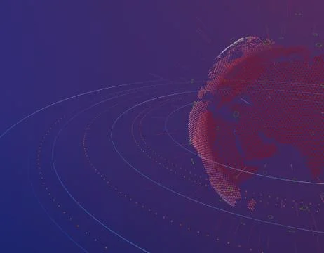 Technology digital earth, global big data transmission and network link 스톡 일러스트