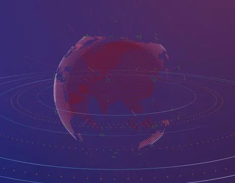 Technology digital earth, global big data transmission and network link Stockillustratie
