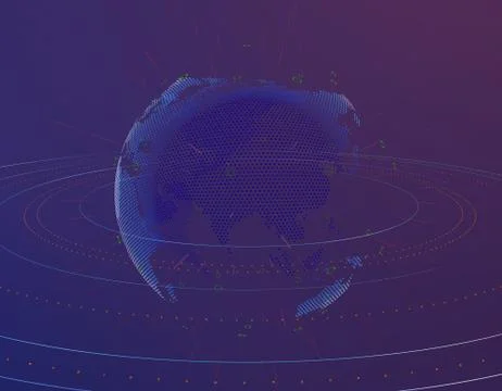 Technology digital earth, global big data transmission and network link イラスト素材